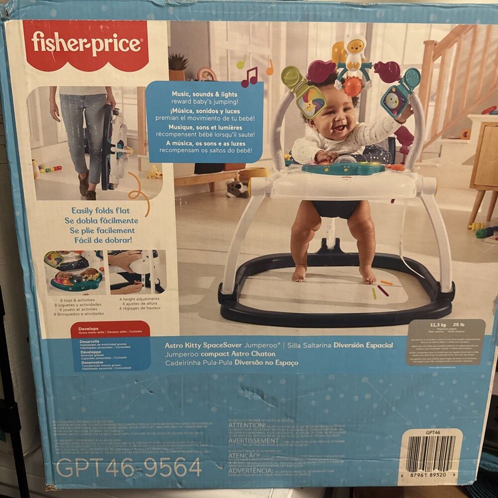 Fisher Price Astro Kitty SpaceSaver Jumperoo Baby Activity Center Music Lights